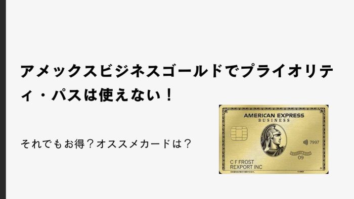 アメックスビジネスゴールドでプライオリティ・パスは使えない！それでもお得？オススメカードは？