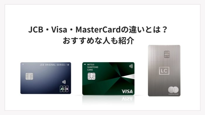 JCB・Visa・MasterCardの違いとは？おすすめな人も紹介